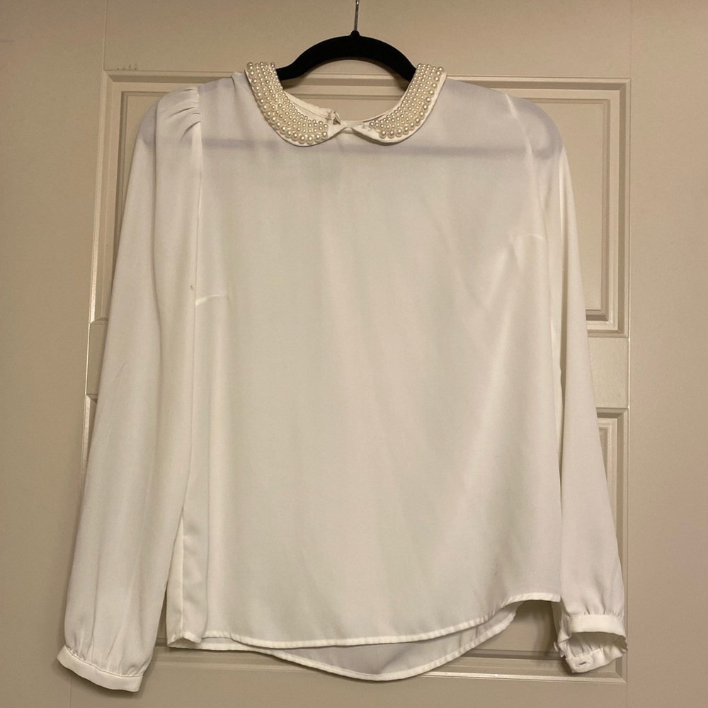 Loft Pearl Collared Blouse